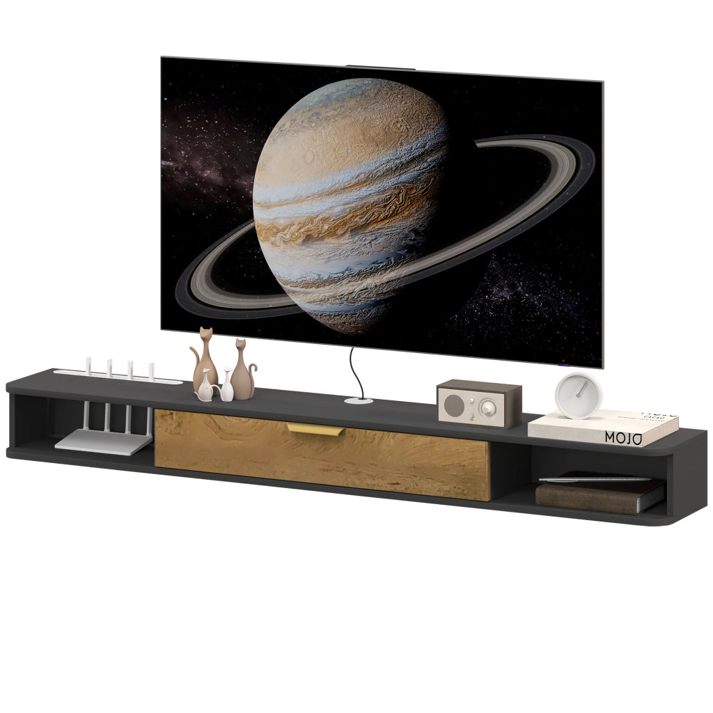 Mobile TV sospeso con ante e passacavi ¨C Xylo ¨C Grigio 160x24x16 cm