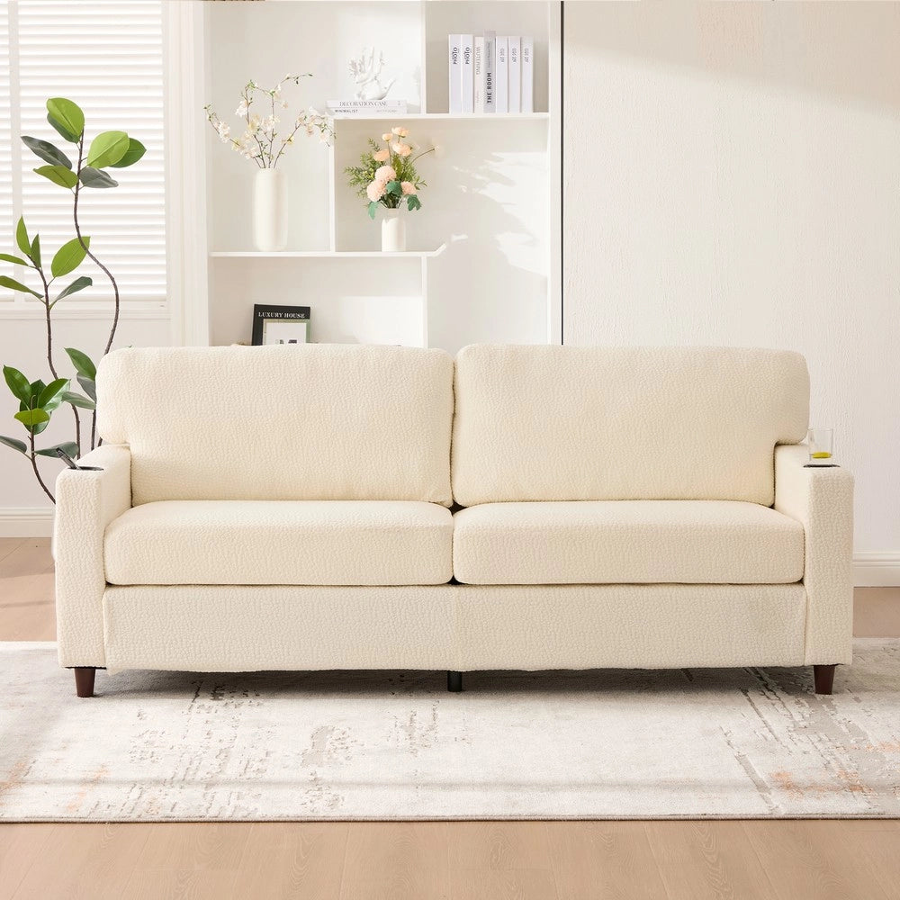 Divano 2 posti ¨C Minimal ¨C beige tessuto legno metallo cuscini imbottito