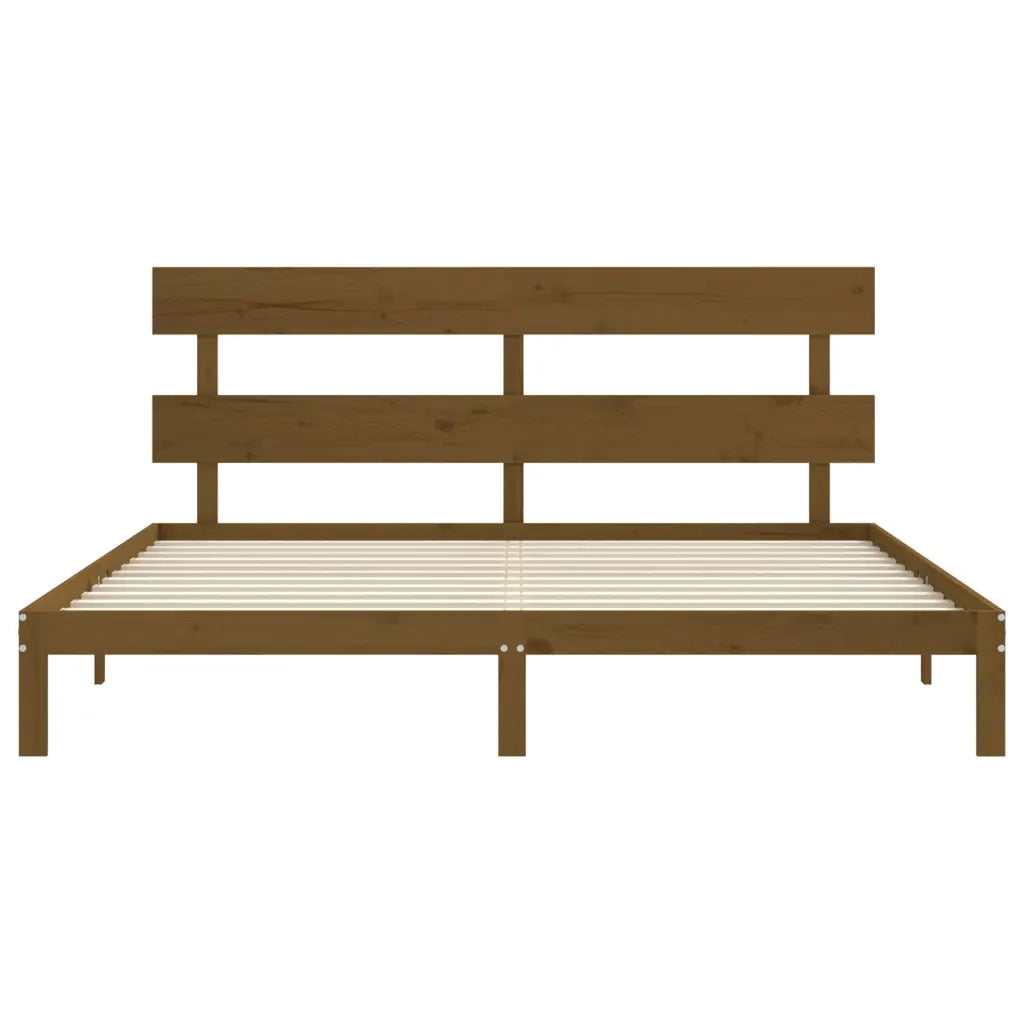 Letto matrimoniale | Letto per adulti | Giroletto con Testiera ambra 200x200 cm in Legno Massello