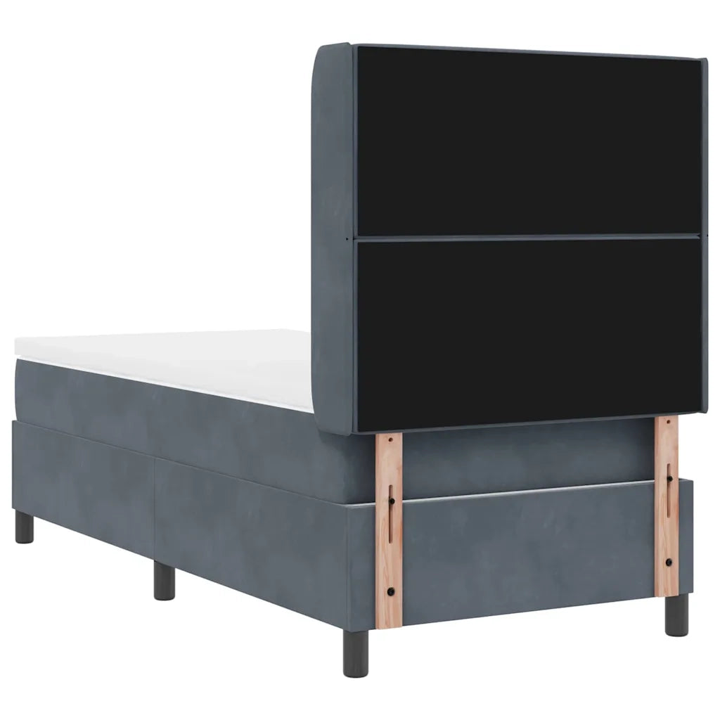 Letto a molle con materasso Grigio scuro 100 x 200 cm Velluto 3341943