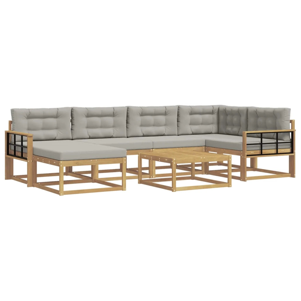 Set di divani da esterno 7 pz Bianco e Grigio Chiaro 3386735