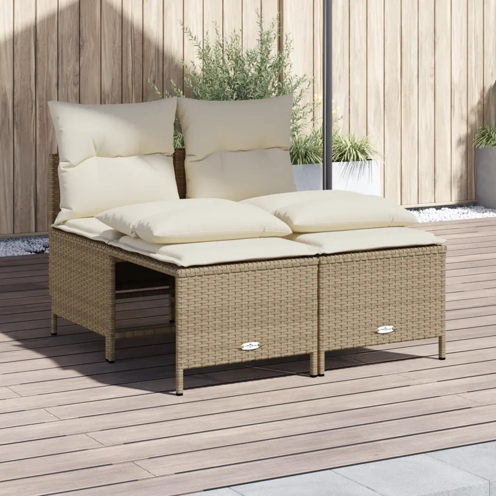 Set Divano da Giardino 4 pz | Set Salotto da Giardino con Cuscini Beige in Polyrattan
