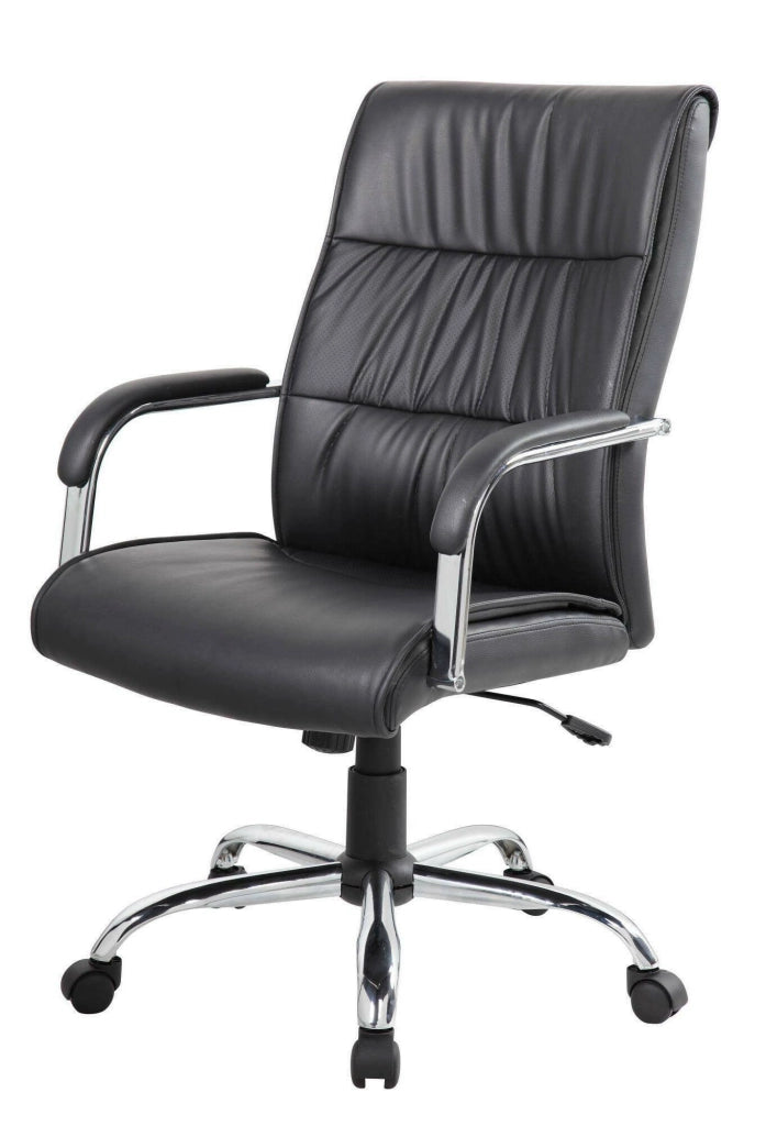 Sedia da ufficio Bangkok, Poltrona direzionale con braccioli, Sedia ergonomica da ufficio, 69x60h105/115 cm, Nero