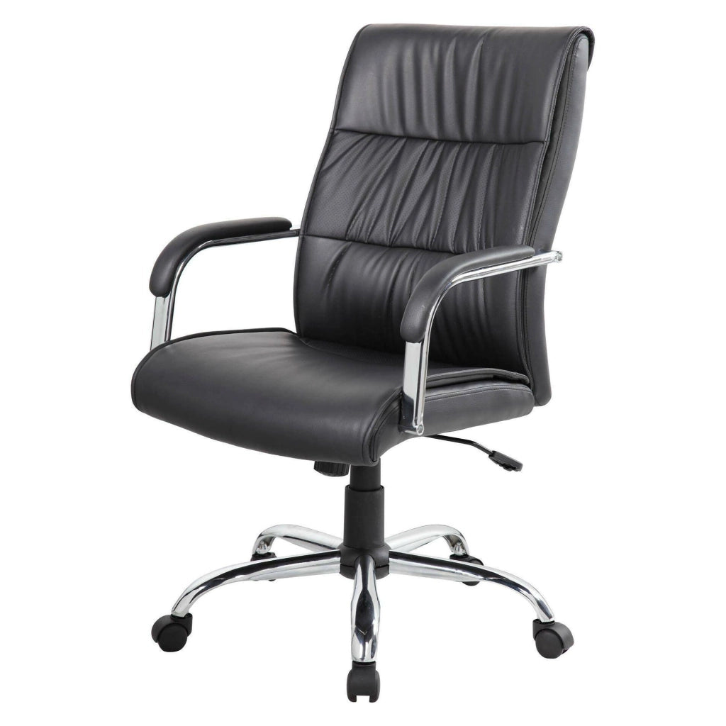 Sedia da ufficio Bangkok, Poltrona direzionale con braccioli, Sedia ergonomica da ufficio, 69x60h105/115 cm, Nero