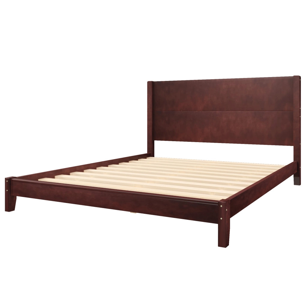 Letto a piattaforma 160x200 cm con testiera e rete a doghe; marrone