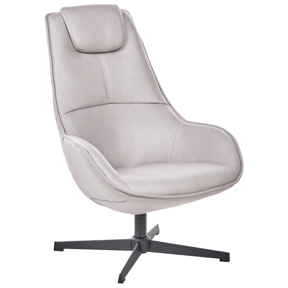 Poltrona girevole in ecopelle grigio chiaro con base girevole e schienale alto poltrona ergonomica