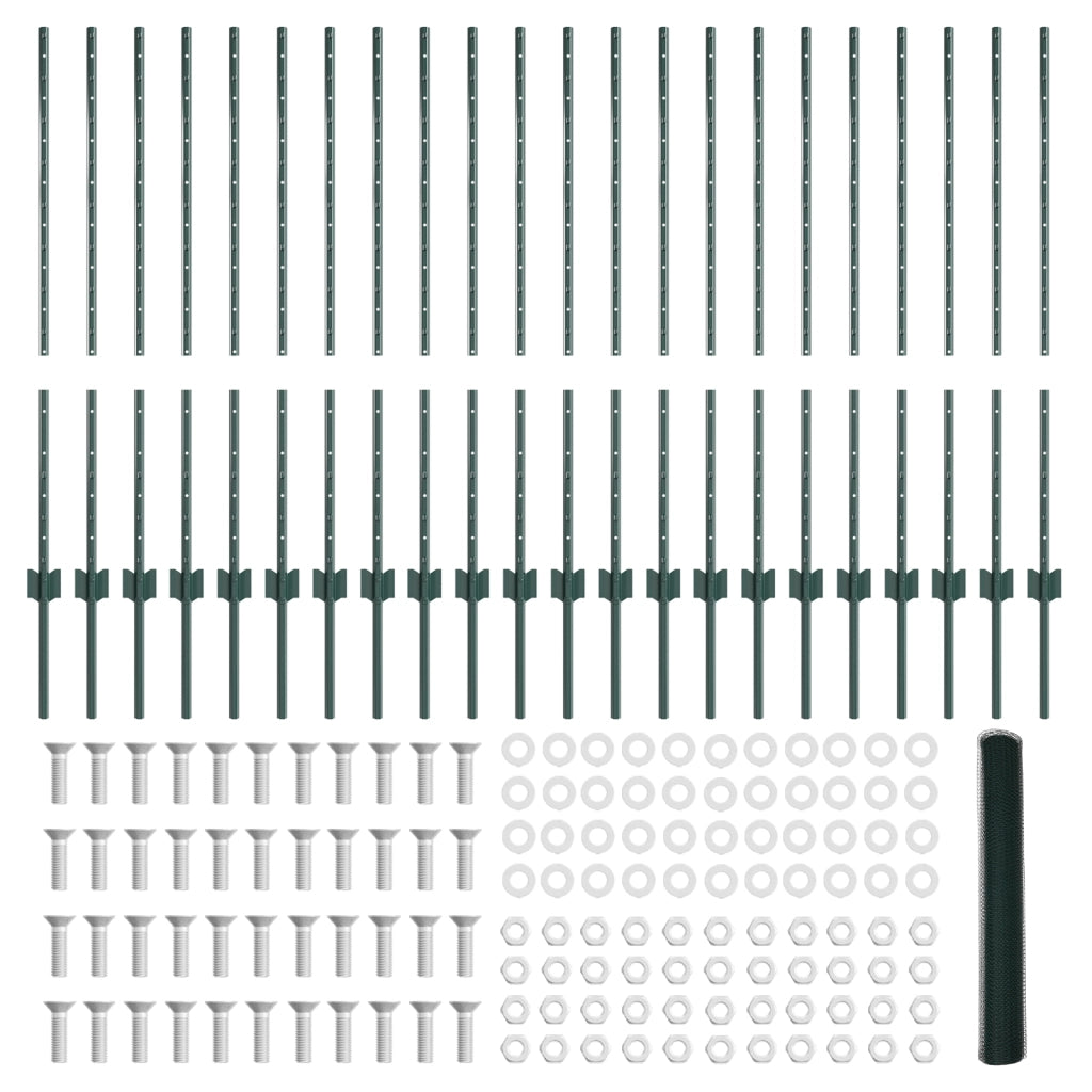 Pali per Recinzione  11 pz U-Channel Verde 100 cm Acciaio