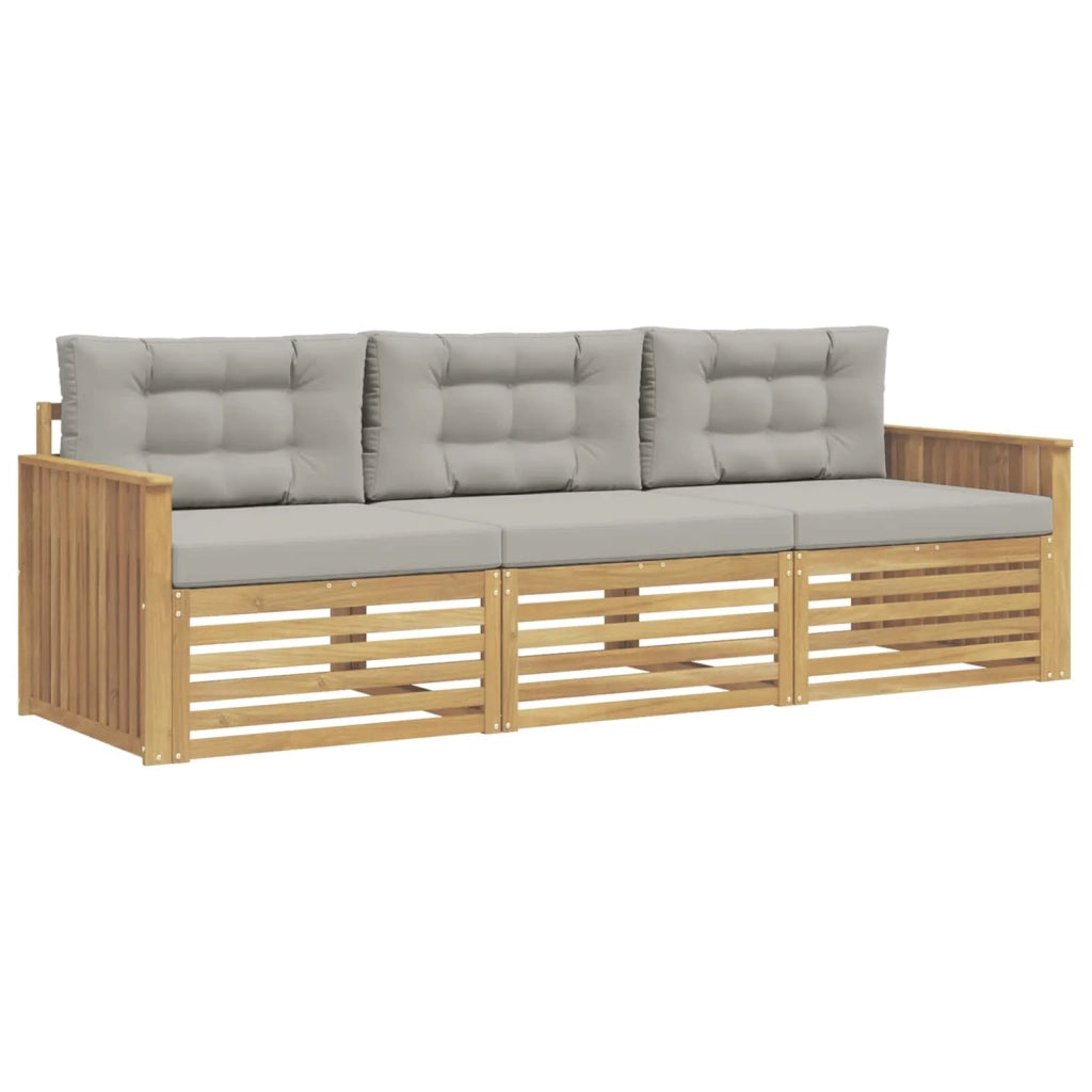 Set di divani da esterno 3 pz Bianco e Grigio Chiaro 3389961