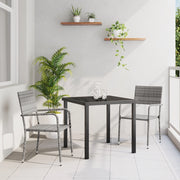 Set da Pranzo da Giardino 3 Pezzi Grigio Polyrattan