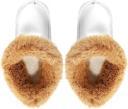 Inverno Plus - Zoccoli Interni Caldi da Donna in Pelle - Taglia M Khaki - Zoccoli Interni Termici per Esterno e Interno