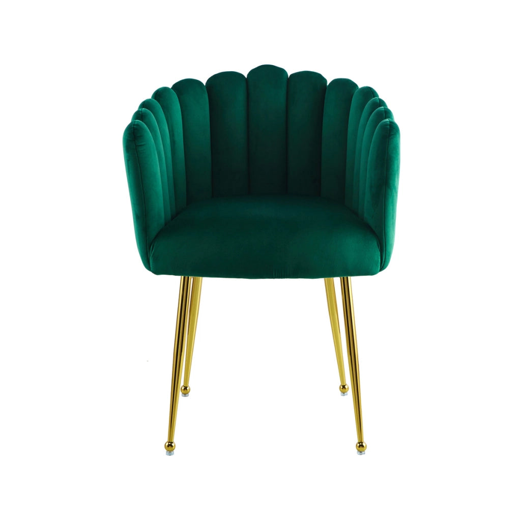 Sedia di design Muna in velluto verde con gambe dorate