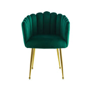 Sedia di design Muna in velluto verde con gambe dorate