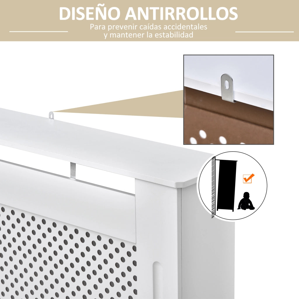 Copriradiatore MDF con ripiano superiore ¨C zephmum ¨C bianco 111.5x19x82 cm