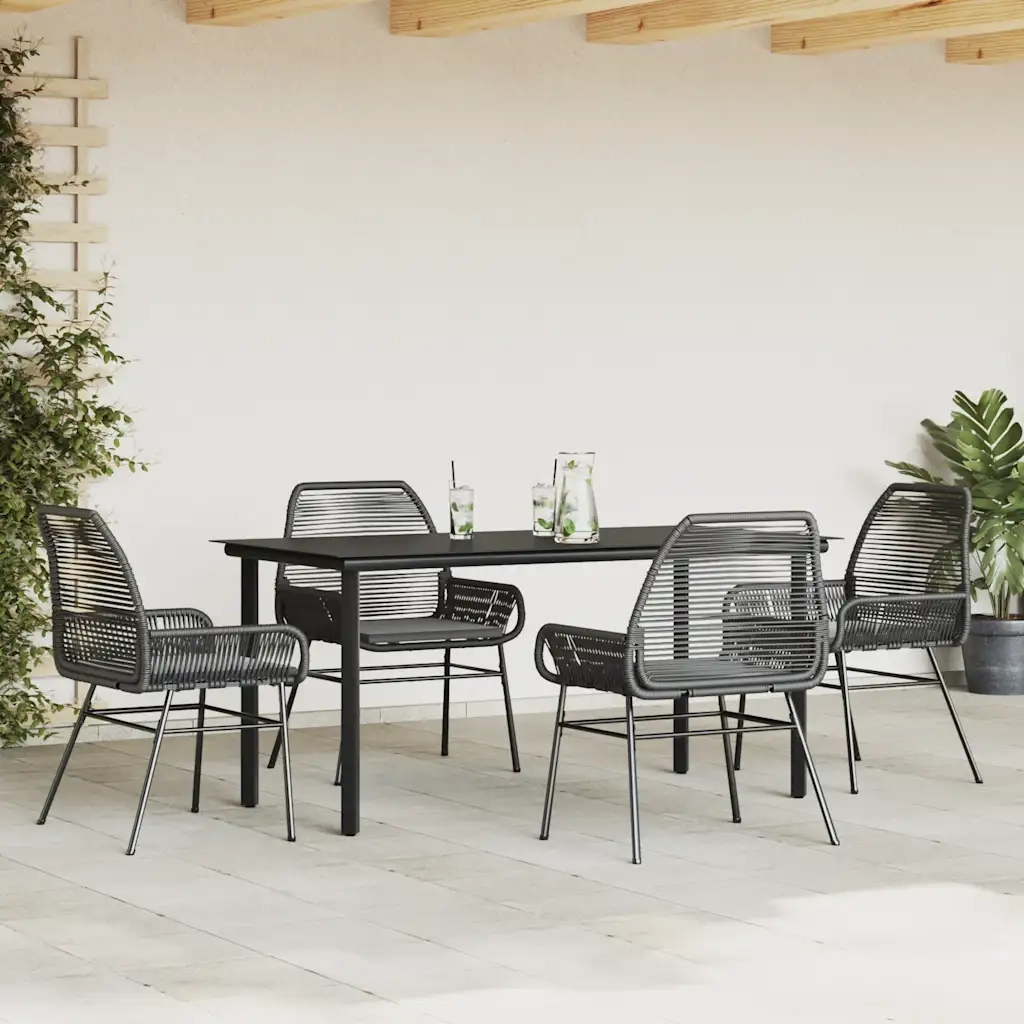 Set da Pranzo da Giardino con Cuscini 5 pz Polyrattan Vetro 3334565