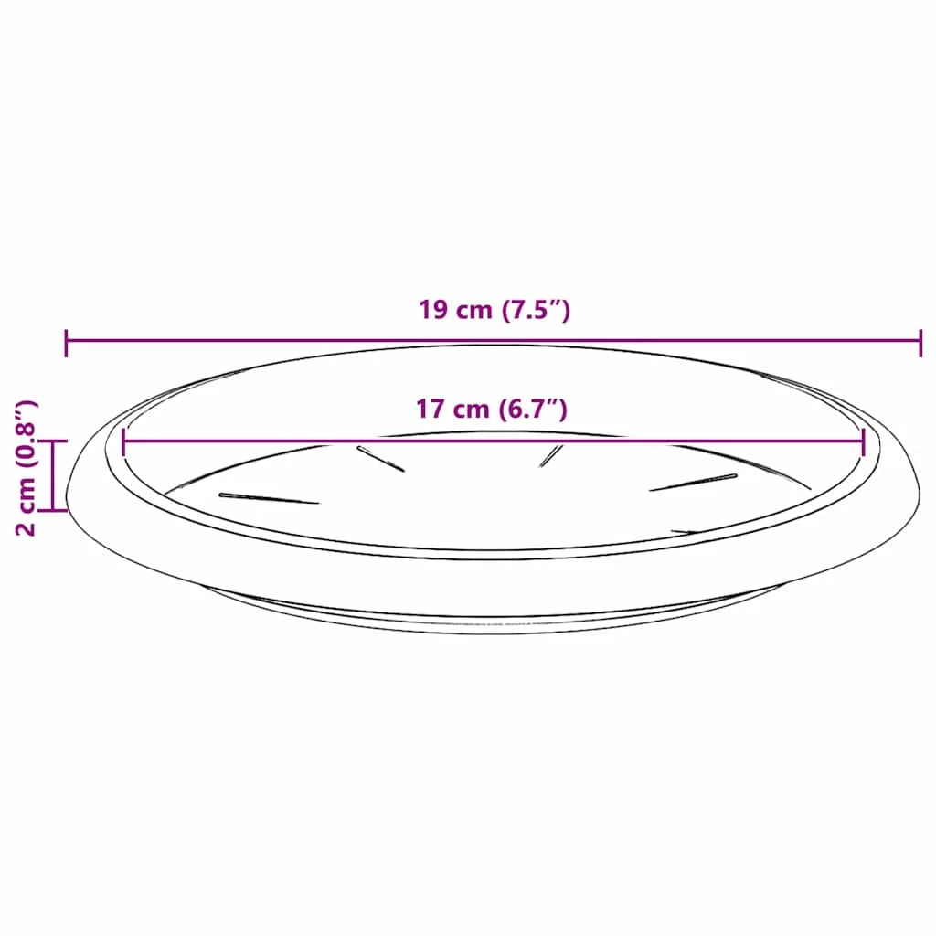 Set di 6 vassoi rotondi per fiori 19 x 19 x 2 cm leggeri e resistenti stile moderno plastica nera 02_0059343