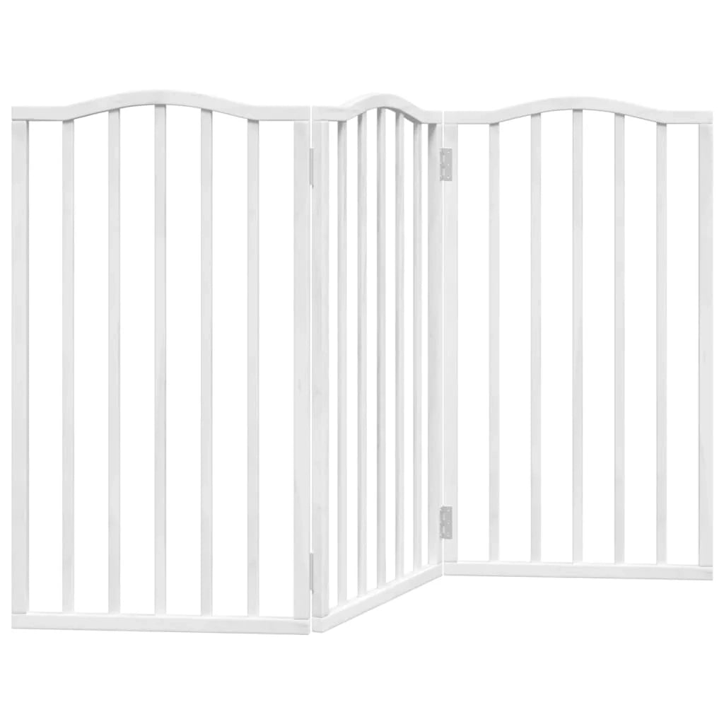 Cancelletto di sicurezza pieghevole per cani a 3 pannelli 150 cm legno di pioppo bianco 02_0023062