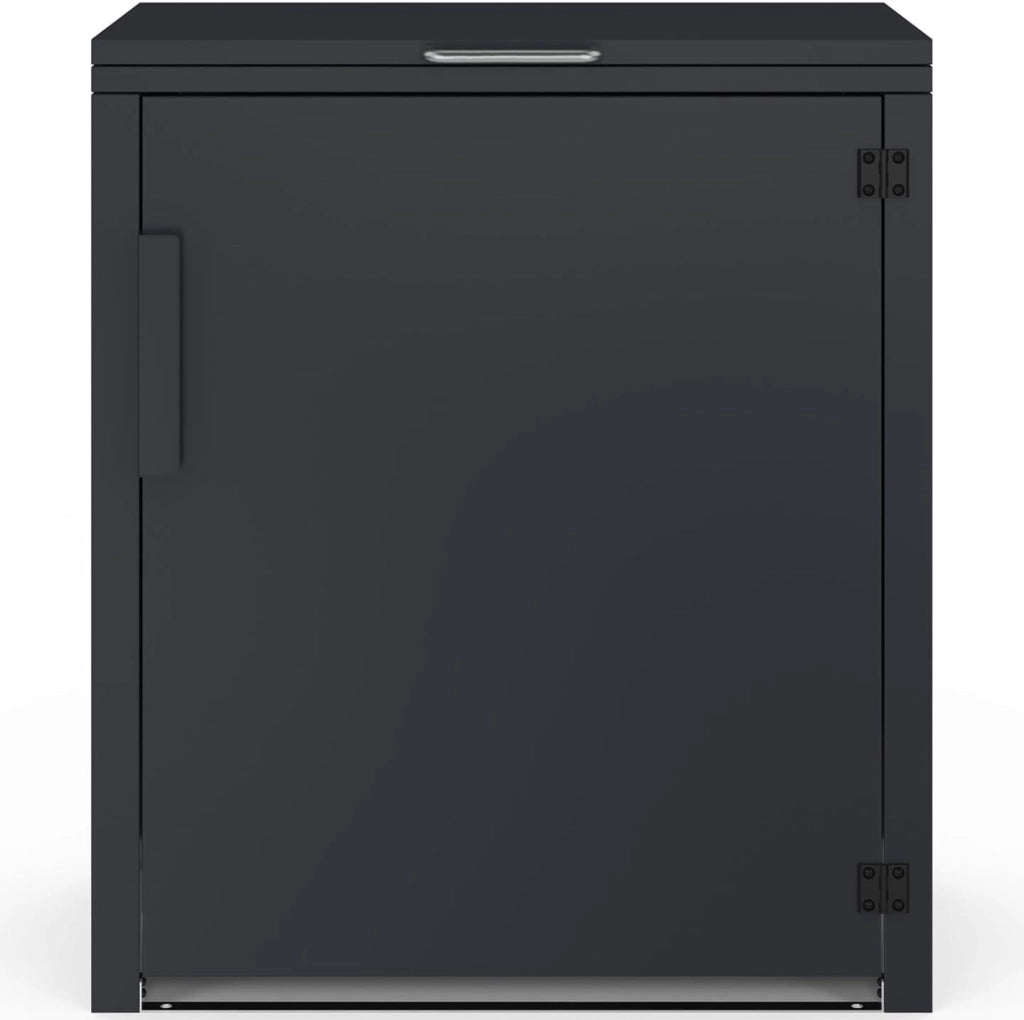 Armadio da Giardino in Metallo 70 x 40 x 80 cm Grigio Antracite con Tetto sollevabile, Doppia Anta e ripiano