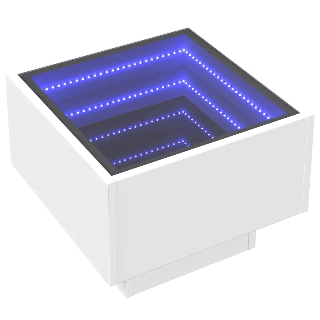vidaXL Comodino con LED Infinity Bianco 40x40x30 cm