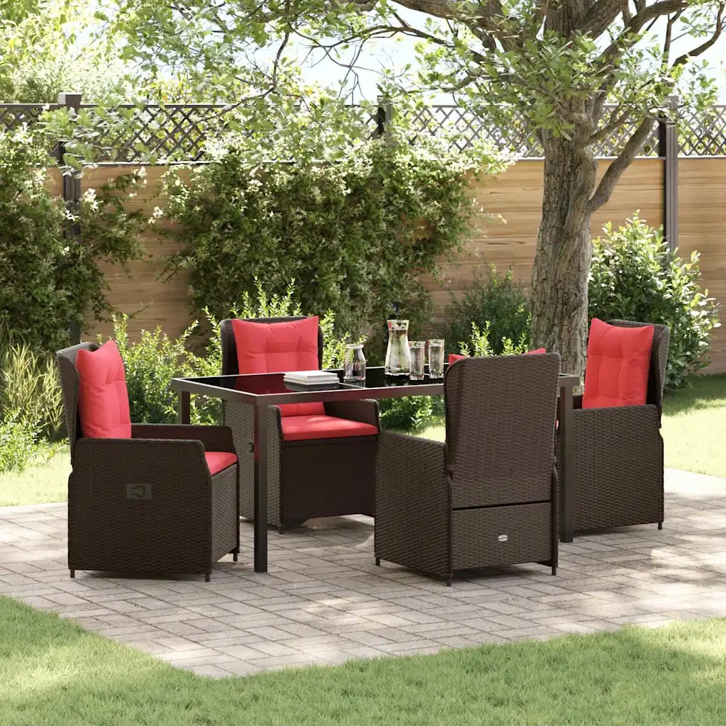 Set da Pranzo per Giardino 5 pcs Marrone Poly Rattan 3381026