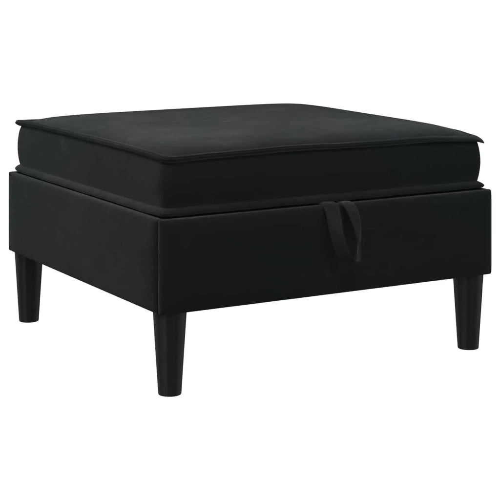 Pouf con Storage Nero Velluto 42027138