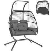 Sedia a dondolo pieghevole con cuscino ¨C Zephmum ¨C Struttura in metallo, colore grigio scuro