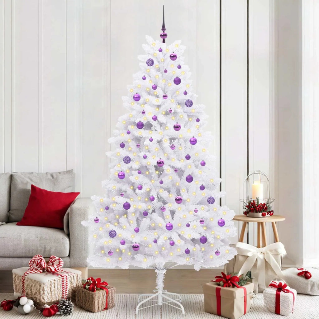 Albero di Natale Artificiale con Rami Pieghevoli Bianco 210 cm