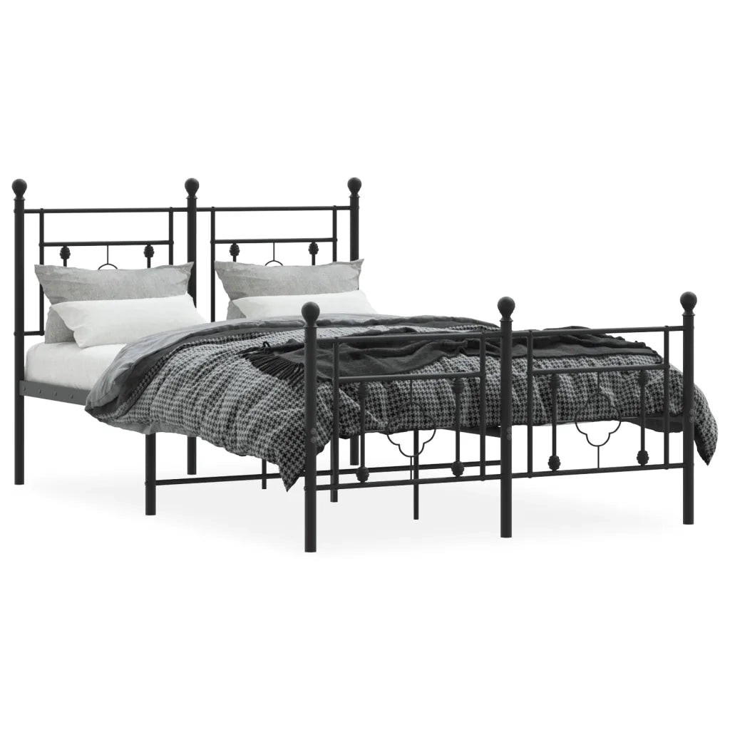 Giroletto con Testiera e Pediera Metallo Nero 120x190 cm 374354