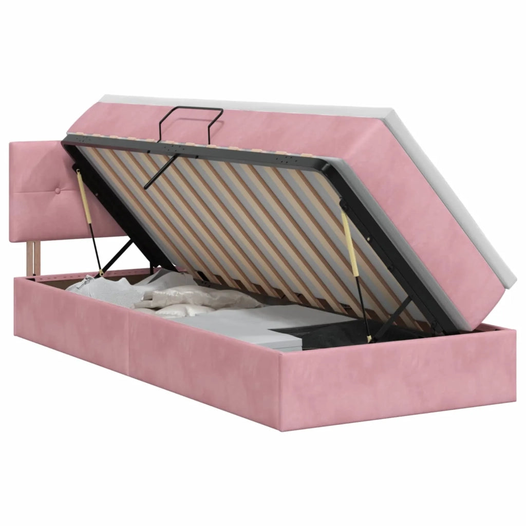 Letto con Contenitore con testiera Rosa 100 x 200 cm Velluto 3458792