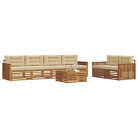 Set di divani da esterno con cuscino 7 pcs Naturale e Beige 3373058