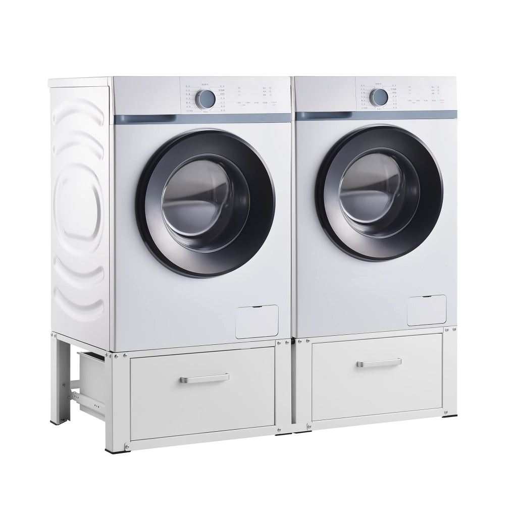 Supporto Doppio Heyen per Lavatrice in Acciaio con Cassetti 127 x 54 x 31 cm - Bianco [en.casa]