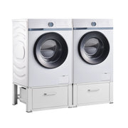 Supporto Doppio Heyen per Lavatrice in Acciaio con Cassetti 127 x 54 x 31 cm - Bianco [en.casa]