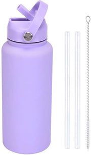 Termos da 1L in acciaio inossidabile con grande capacità, grande apertura e maniglia, becher di plastica per acqua con foglietto profumato.