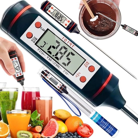 Termometro di Cottura a Schermo LCD per Carne e Barbecue con Flessibile Lungo Manico