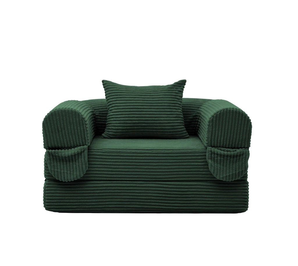 Poltrona letto pieghevole in corda, convertibile 2 in 1, verde