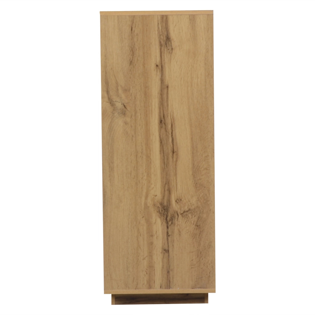 Scarpiera con 2 ante a ribalta e 3 vani aperti, per ingresso, in MDF, effetto legno naturale e nero, 120 × 32 × 84,5 cm