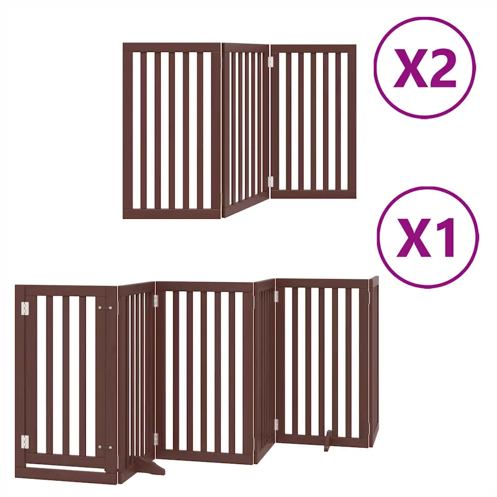 vidaXL Cancello Cani Porta Pieghevole Marrone 12 Pannelli 600cm Pioppo