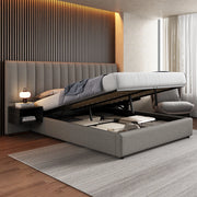 letto imbottito lino grigio nero 160 x 200 cm
