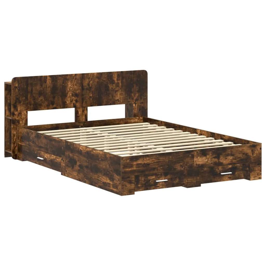 Telaio del letto con storage Rovere Fumo 150 x 200 cm