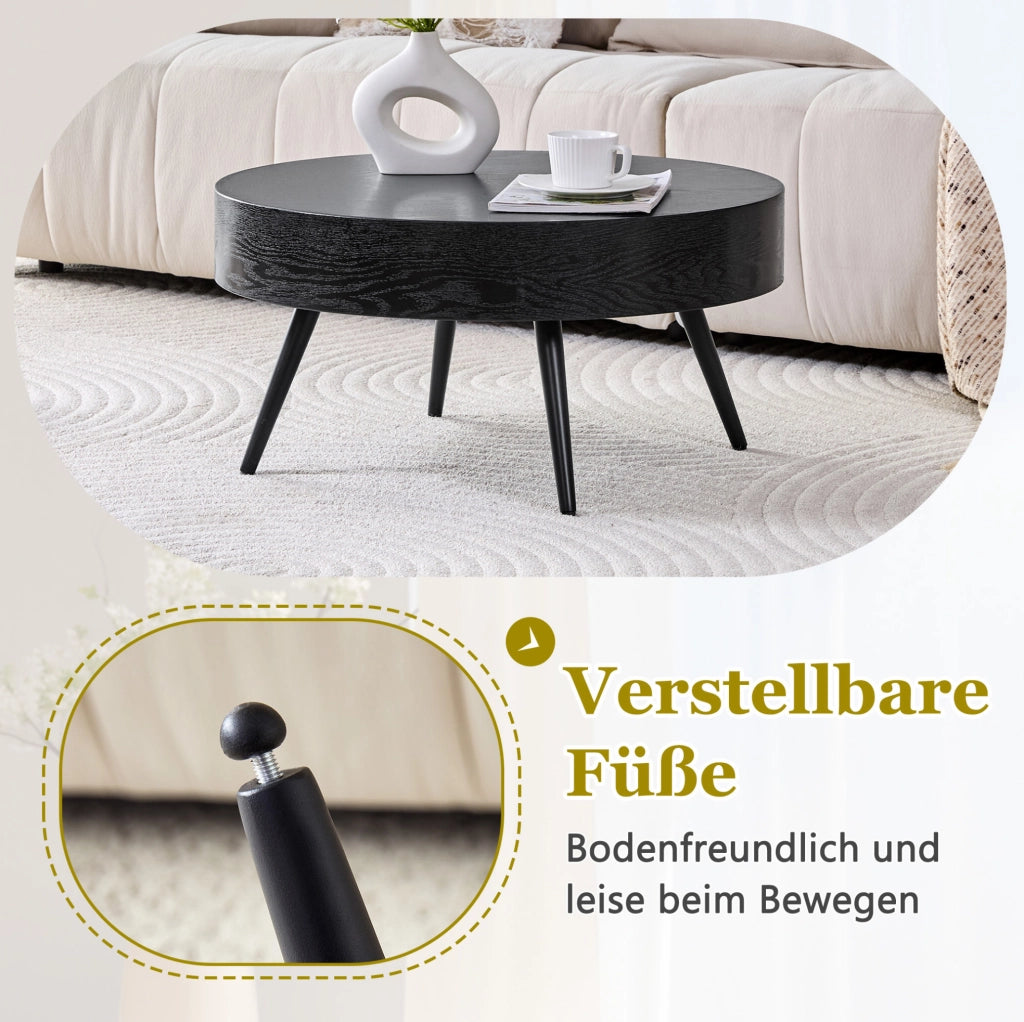 Tavolino da caffè rotondo nero Ø 70 cm in MDF e metallo