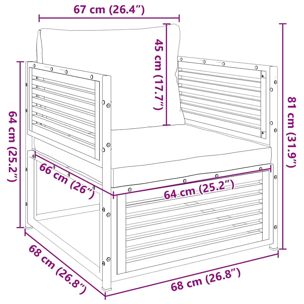 Sedia da Giardino con Cuscini in Legno Massello di Acacia CFW1599900