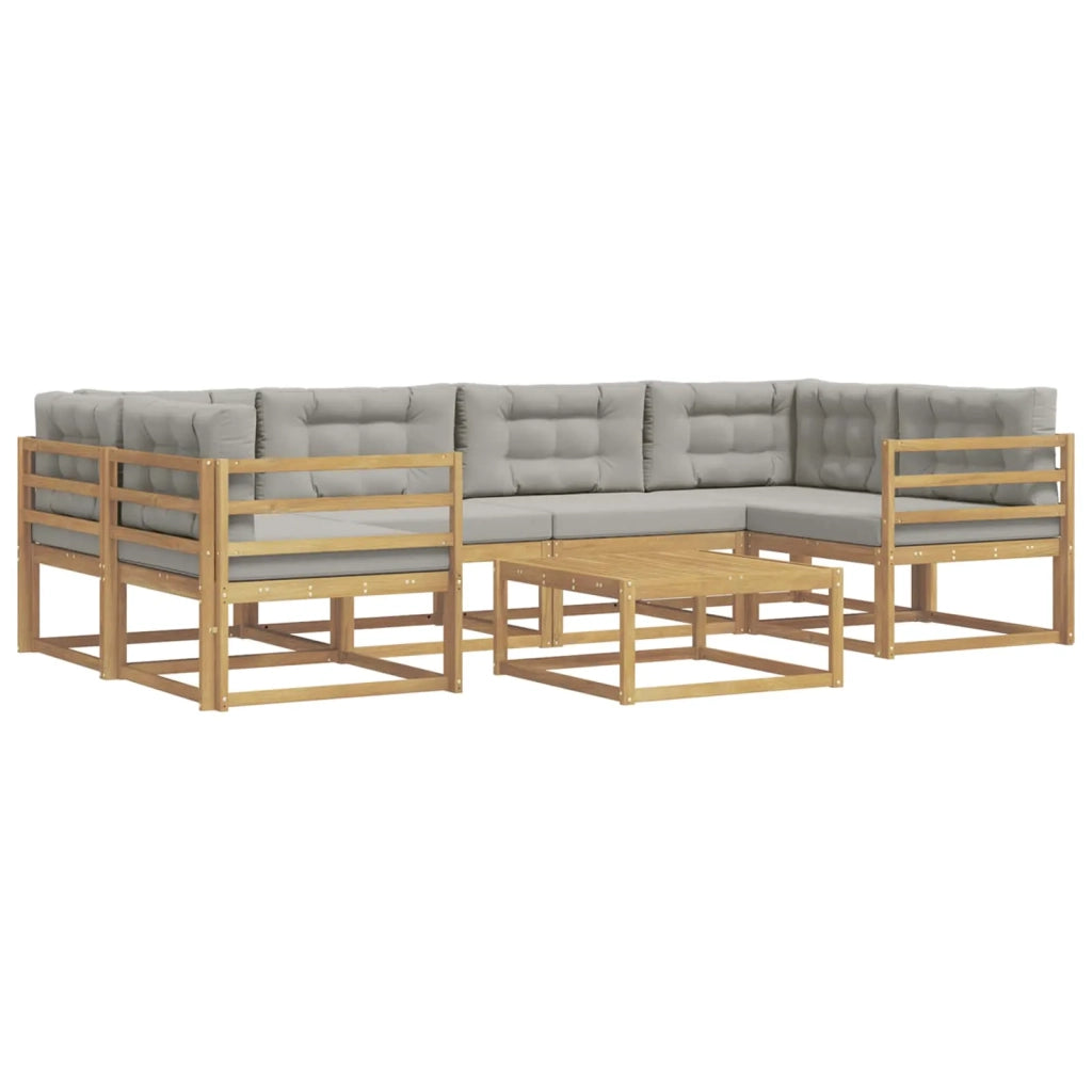 Set di divani da esterno 5 pcs Bianco e Grigio Chiaro