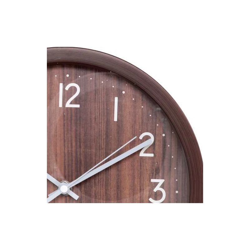Orologio plastica effetto legno noce tondo cmø25,7h4,2