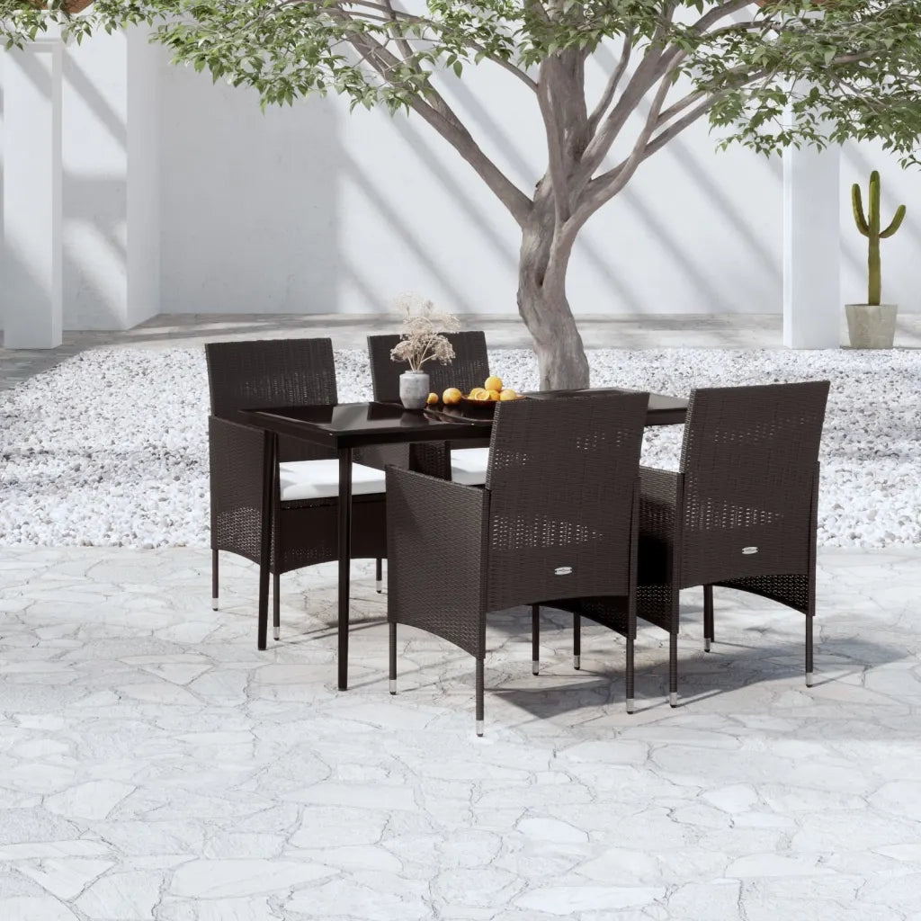 Set da Pranzo da Giardino 5 pz | Set Salotto da Giardino con Cuscini Nero