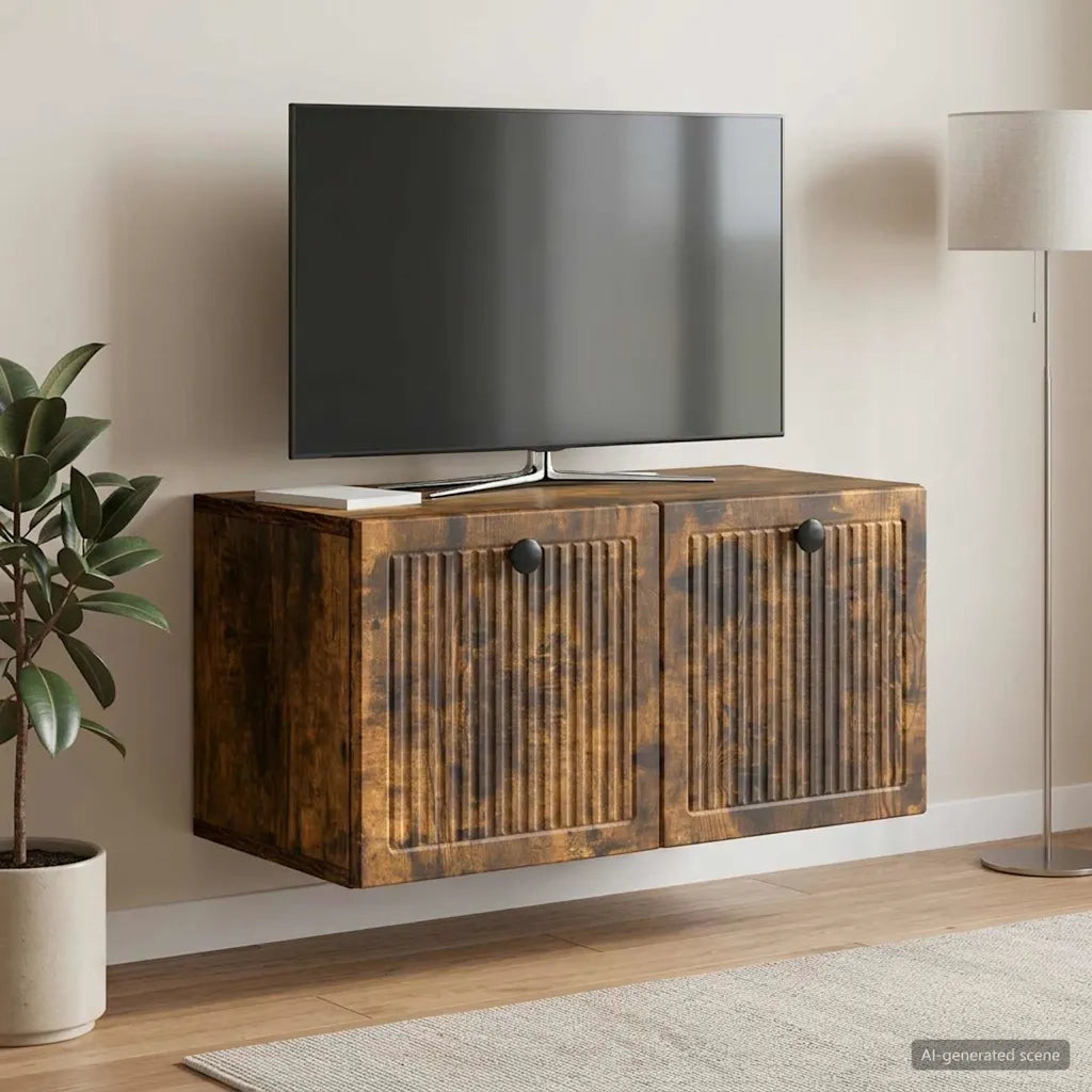 Mobile Porta TV da Muro Rovere Fumo 59,5 x 31 x 30 cm 898030