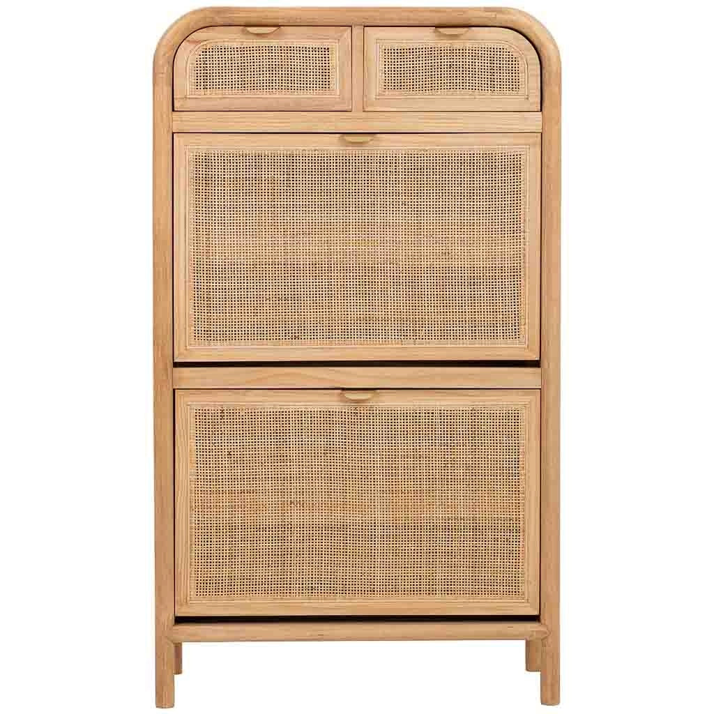 Scarpiera in legno e rattan marrone 70x32x120h cm