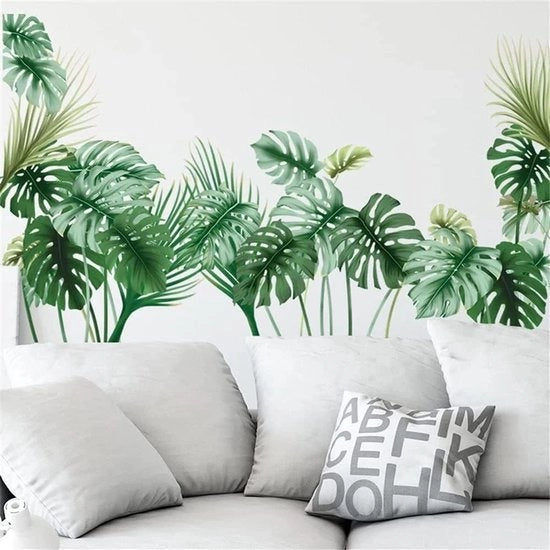 Decorazione per Parete con Foglie Tropicali di Palma, Sticker per Parete con Piante e Foglie, Decorazione per Parete Self-adesiva e Rimovibile, Modello: TG-PL-001, Dimensioni: 50x20 cm