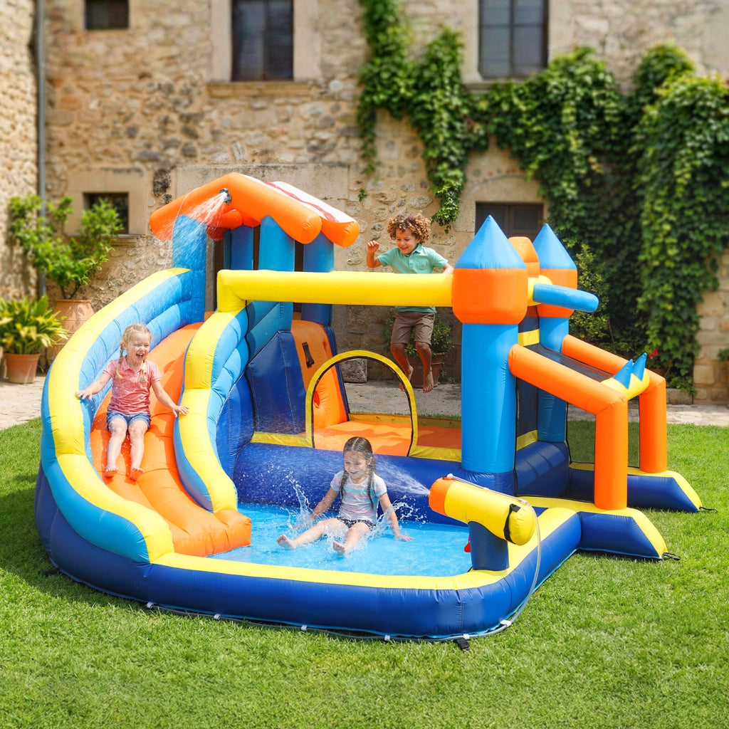 Castello gonfiabile 8 in 1 con scivolo e piscina ¨C zephmum ¨C Multicolore