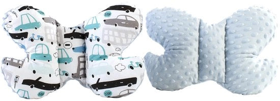 Supporto per la testa dei bambini in cotone al 100% / Minky per neonati per auto, passeggino, autorit, sacco di viaggio per neonati, supporto per la testa dei bambini (auto con Minky azzurro chiaro)