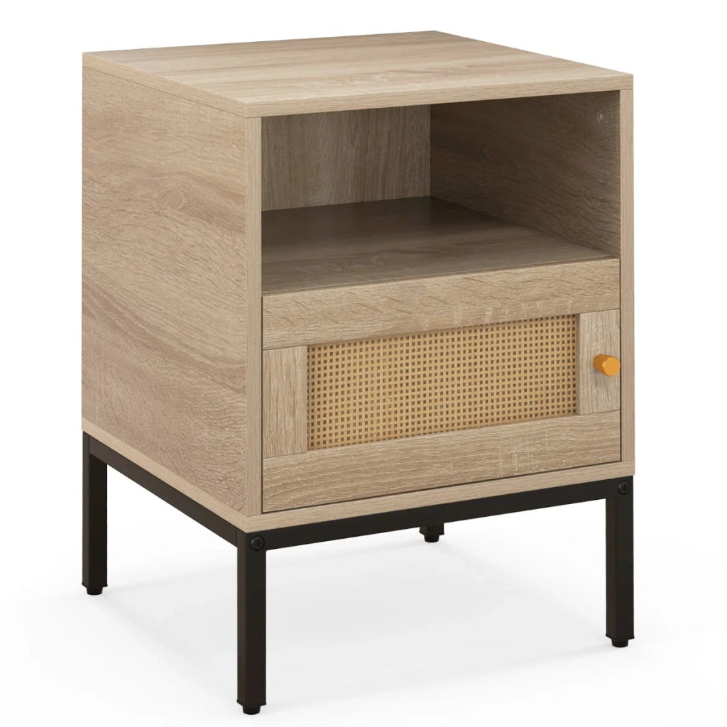 Comodino con contenitore 40 x 40 x 57 cm design elegante e versatile atmosfera accogliente realizzato in MDF naturale 20_0013928