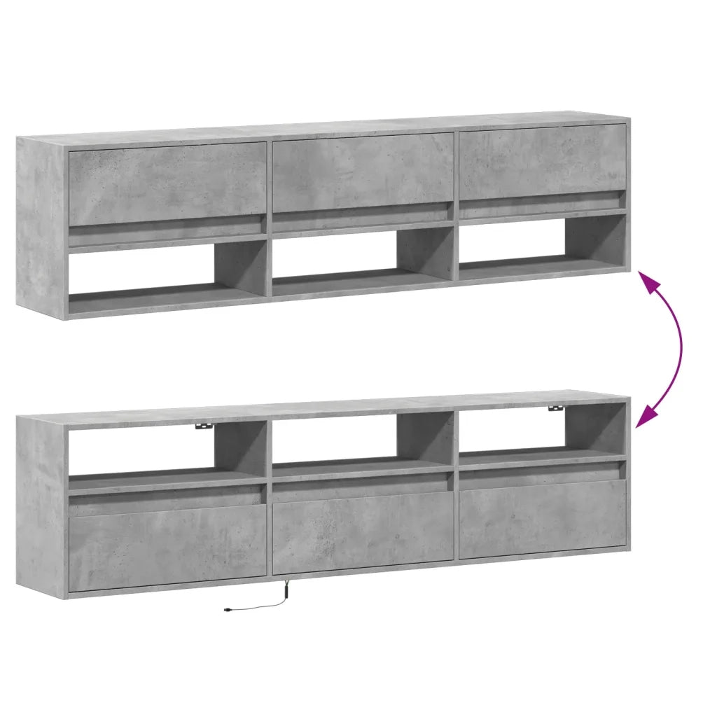 Mobile TV a Parete con LED Grigio Cemento 180x31x45 cm 3307943